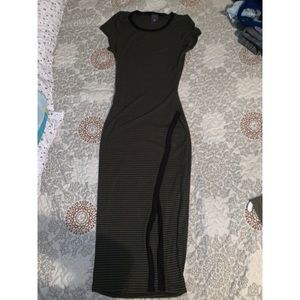 Forest Green Striped Dress